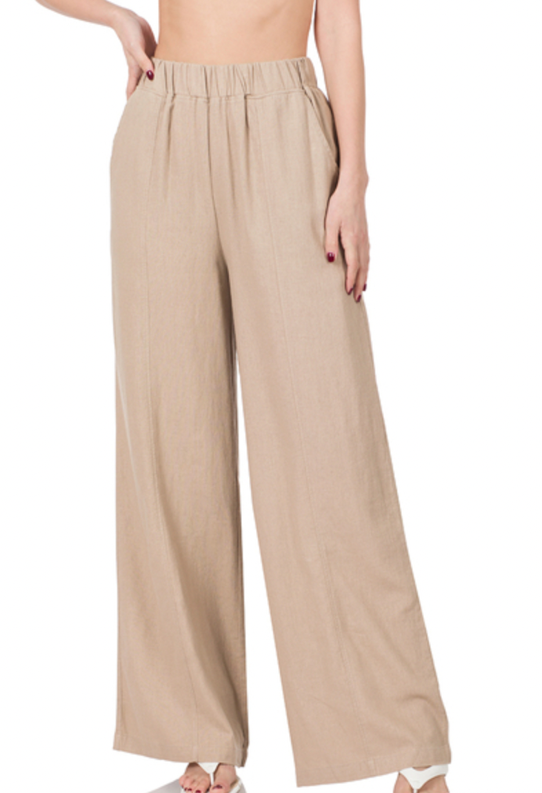 Linen Baggy Pants - Ash Mocha