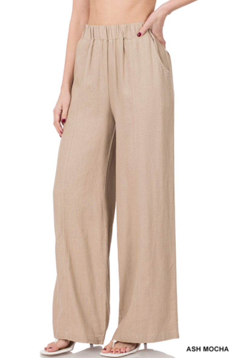 Linen Baggy Pants - Ash Mocha
